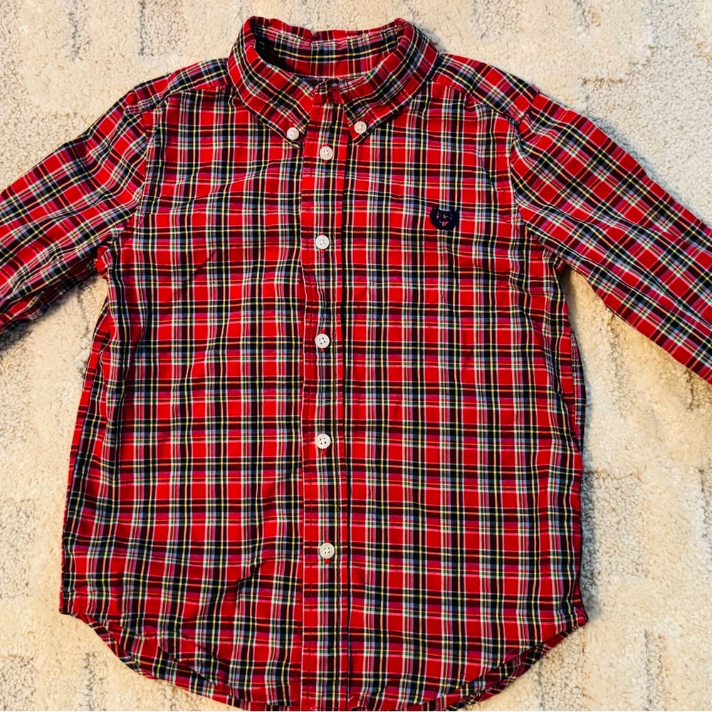 Chaps Red and Blue Plaid Kids Button Down Shirt